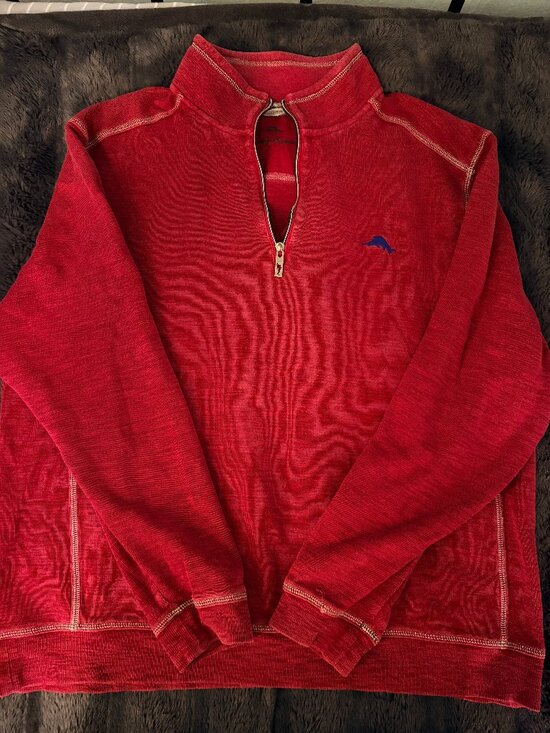 Tommy Bahama Other - Tommy Bahama Men XL Red Quarter Zip Pullover Sweatshirt Coastal Casual Golf